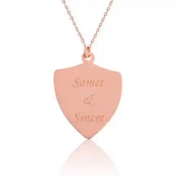 Gümüş Rose Kişiye Özel İsimli Zırh Plaka Kolye