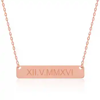 Gümüş Rose Kişiye Özel Roma Rakamlı Tarih Kolye