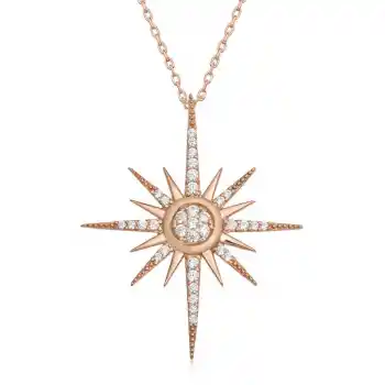 Gümüş Rose Kutup Yıldızı Kadın Kolye