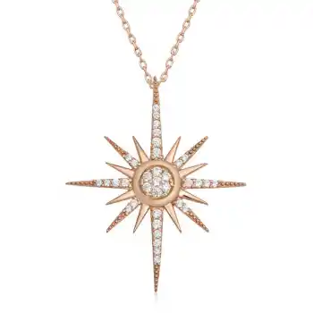 Gümüş Rose Kutup Yıldızı Kadın Kolye