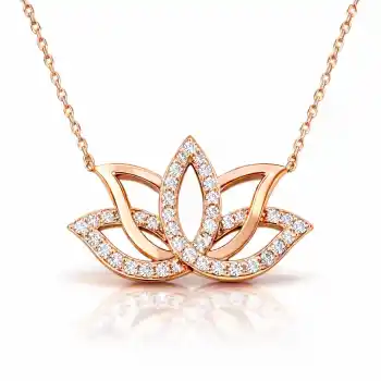 Gümüş Rose Lotus Çiçeği Kolye