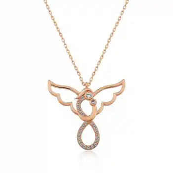 Gümüş Rose Melek Anne Ve Çocuk Bayan Kolye