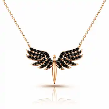 Gümüş Rose Mikail Meleği Bayan Kolye