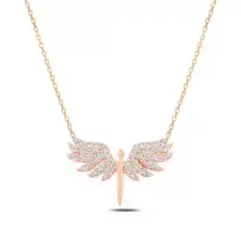 Gümüş Rose Mikail Meleği Bayan Kolye