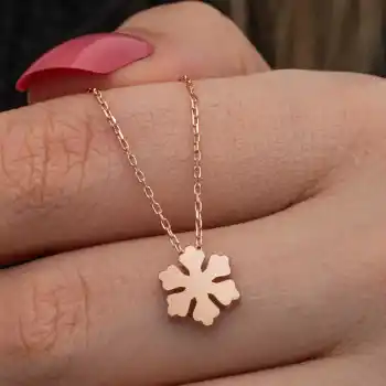 Gümüş Rose Minimal Kar Tanesi Kadın Kolye