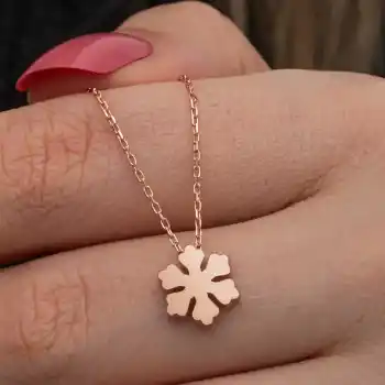 Gümüş Rose Minimal Kar Tanesi Kadın Kolye