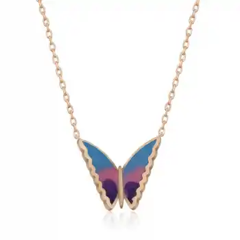 Gümüş Rose Minimal Kelebek Bayan Kolye