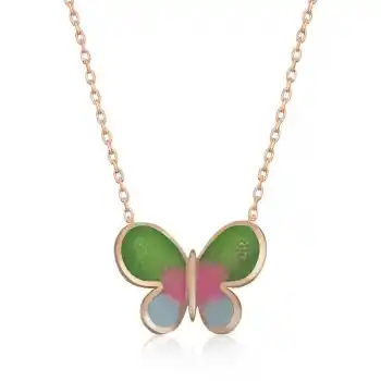 Gümüş Rose Minimal Kelebek Bayan Kolye