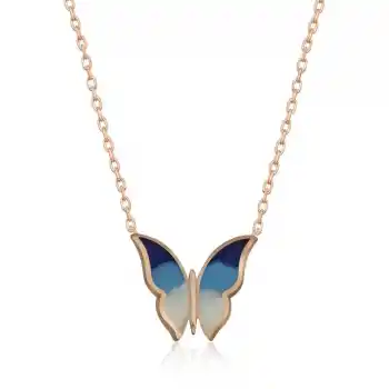 Gümüş Rose Minimal Kelebek Bayan Kolye
