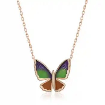 Gümüş Rose Minimal Kelebek Bayan Kolye