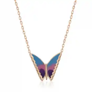 Gümüş Rose Minimal Kelebek Bayan Kolye