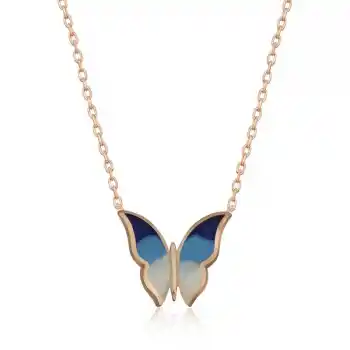 Gümüş Rose Minimal Kelebek Bayan Kolye