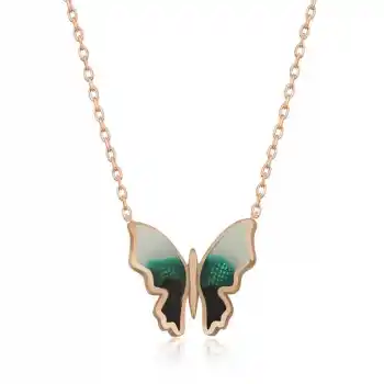 Gümüş Rose Minimal Kelebek Bayan Kolye