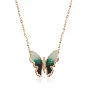 Gümüş Rose Minimal Kelebek Bayan Kolye