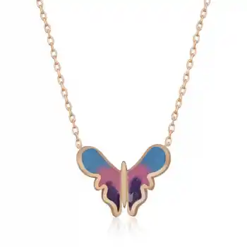 Gümüş Rose Minimal Kelebek Bayan Kolye