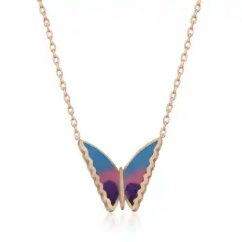 Gümüş Rose Minimal Kelebek Bayan Kolye