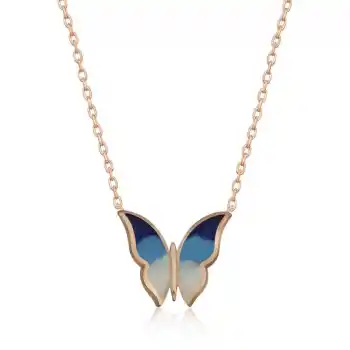 Gümüş Rose Minimal Kelebek Bayan Kolye