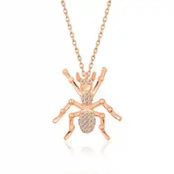 Gümüş Rose Örümcek Bayan Kolye