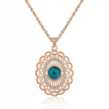 ​Gümüş Rose Oval Nazar Bayan Kolye