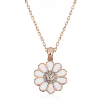 Gümüş Rose Papatya Kadın Kolye