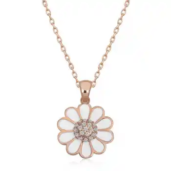 Gümüş Rose Papatya Kadın Kolye