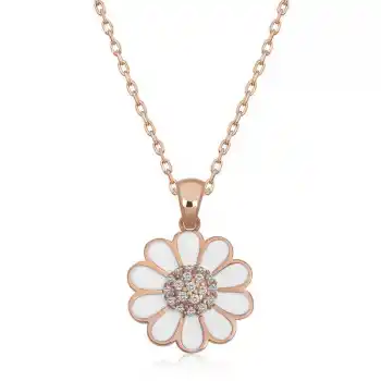 Gümüş Rose Papatya Kadın Kolye