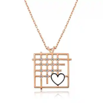 Gümüş Rose Parmaklıklar Arasındaki Aşk Kolye