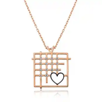 Gümüş Rose Parmaklıklar Arasındaki Aşk Kolye