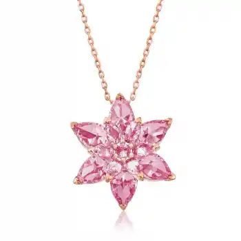 Gümüş Rose Pembe Lotus Çiçeği Kolye