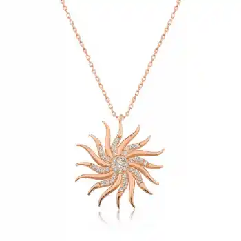 Gümüş Rose Rüzgar Gülü Bayan Kolye