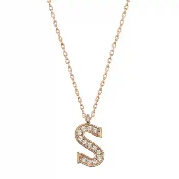 Gümüş Rose S Harfi Kadın Kolye