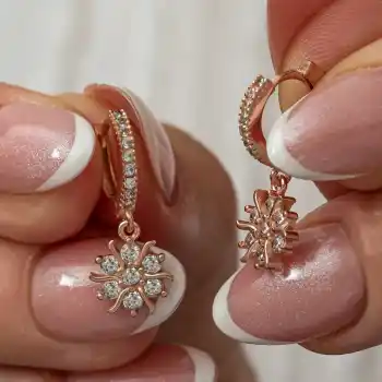 Gümüş Rose Sallantılı Güneş Kadın Küpe