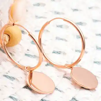 Gümüş Rose Sallantılı Halka Kadın Küpe