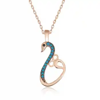 Gümüş Rose Sonsuzluk Kadın Kuğu Kolye