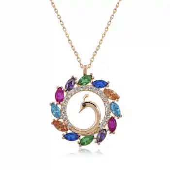 Gümüş Rose Tavus Kuşu Bayan Kolye