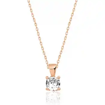 ​Gümüş Rose Tek Taş Kolye