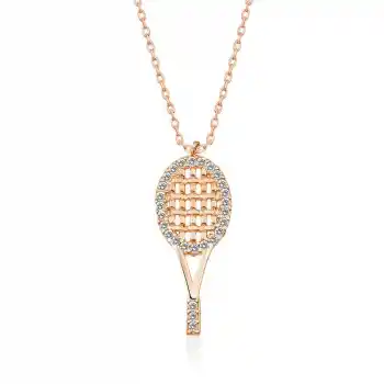 Gümüş Rose Tenis Raketi Bayan Kolye