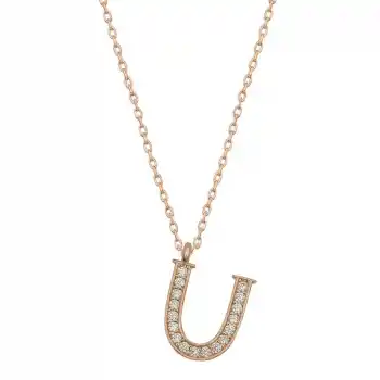 Gümüş Rose U Harfi Kadın Kolye