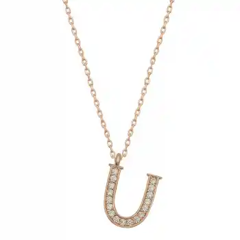 Gümüş Rose U Harfi Kadın Kolye