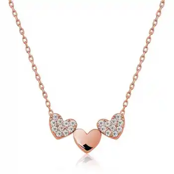 Gümüş Rose Üç Kalp Bayan Kolye