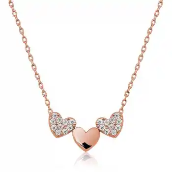 Gümüş Rose Üç Kalp Bayan Kolye