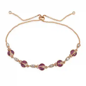 Gümüş Rose Uğur Böcekli Asansör Bileklik