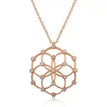 Gümüş Rose Yaşam Çiçeği Kolye