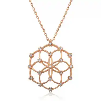 Gümüş Rose Yaşam Çiçeği Kolye