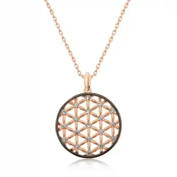 Gümüş Rose Yaşam Çiçeği Kolye