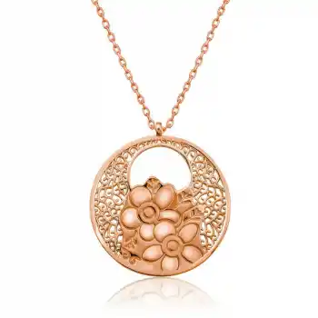 Gümüş Rose Yaşam Çiçeği Kolye