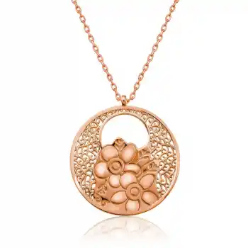 Gümüş Rose Yaşam Çiçeği Kolye