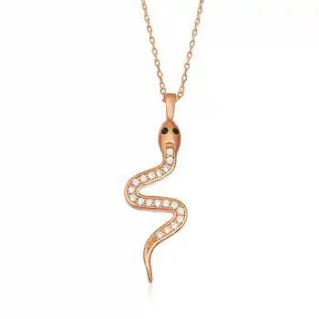Gümüş Rose Yılan Bayan Kolye