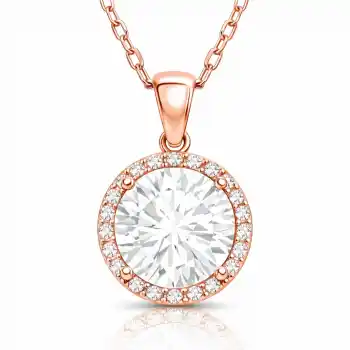 Gümüş Rose Yuvarlak Montür Kadın Kolye