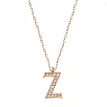 Gümüş Rose Z Harfi Kadın Kolye